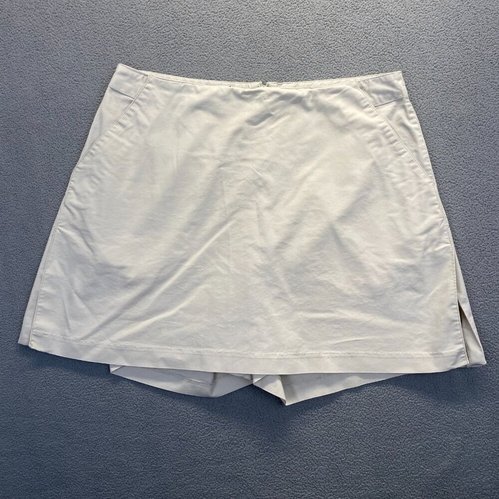 Adidas Skort Skirt Womens Size 12  Beige Solid Pockets Stretch Golf‎ Tennis,Zipp